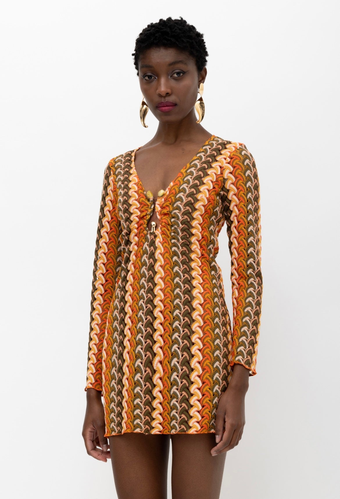 KIMINO ORANGE GREEN DRESS