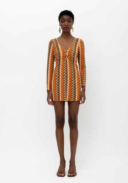 KIMINO ORANGE GREEN DRESS