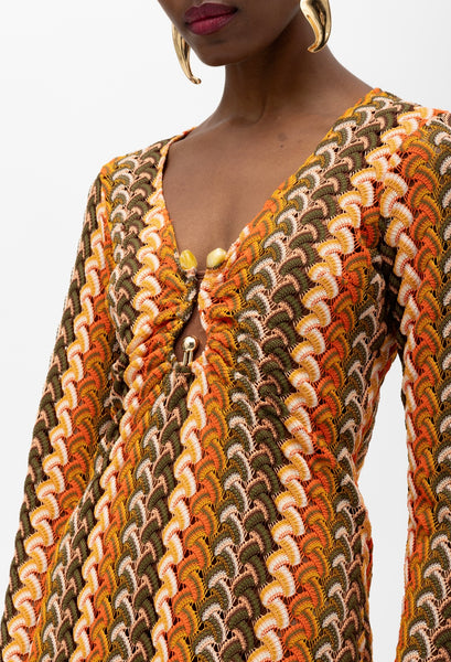 KIMINO ORANGE GREEN DRESS