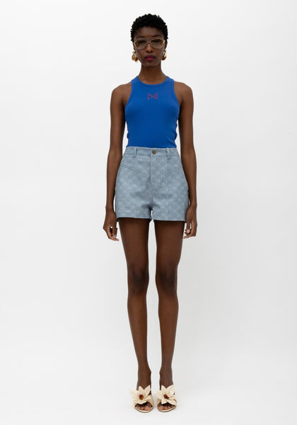 ZENZI MONOGRAM DENIM SHORTS
