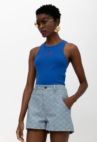 ZENZI MONOGRAM DENIM SHORTS