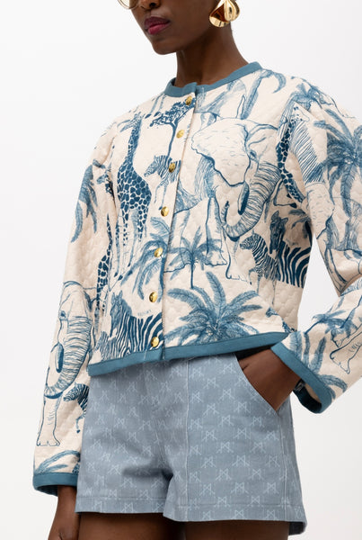 ZENZI MONOGRAM DENIM SHORTS