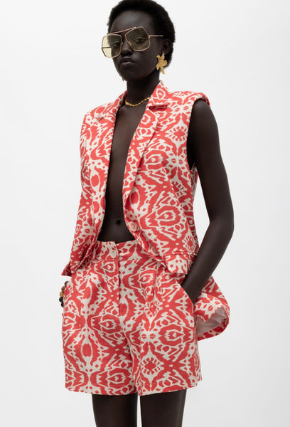 LUANDA ABSTRACT RED SHORTS