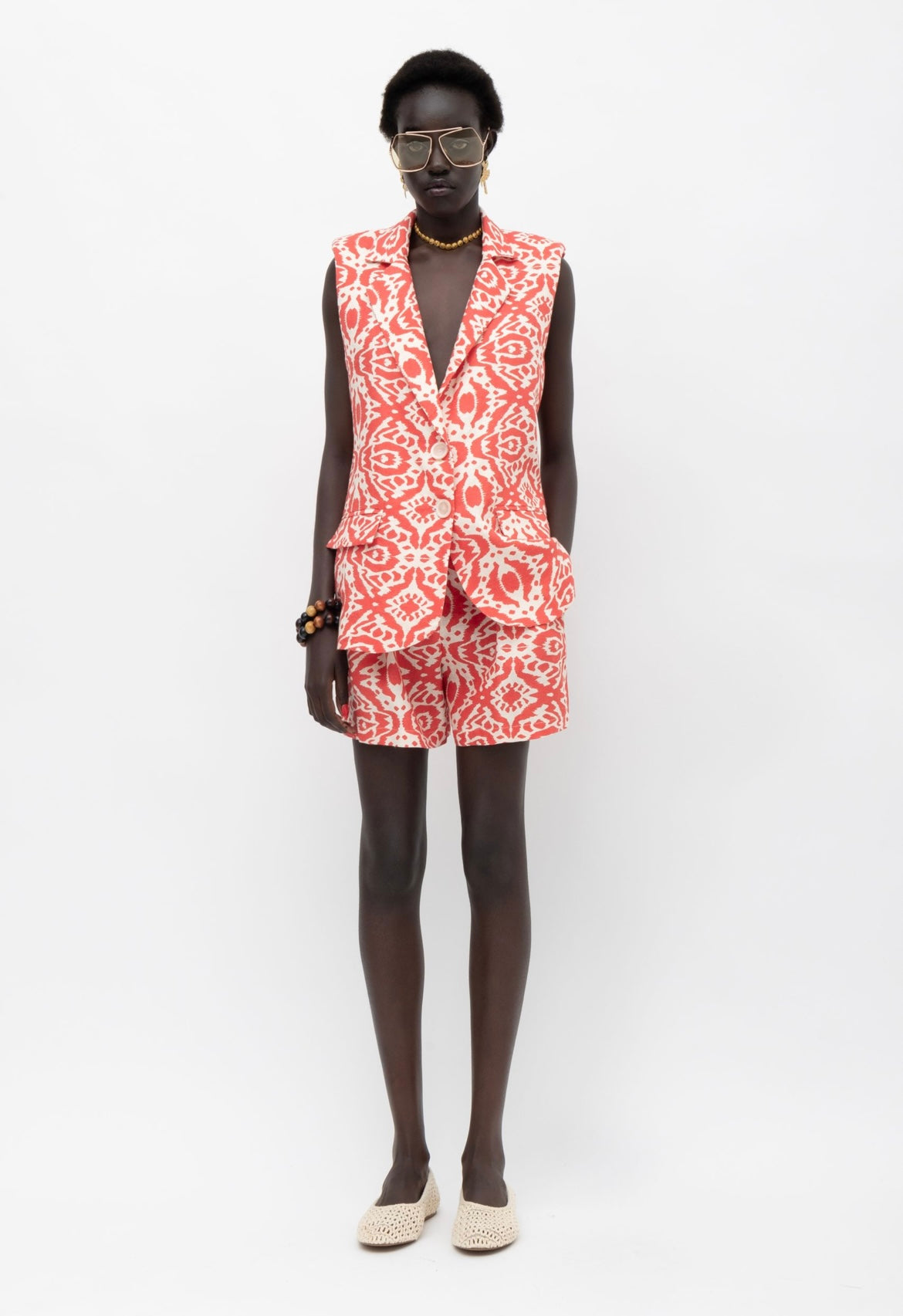 PUBA ABSTRACT RED PRINT VEST