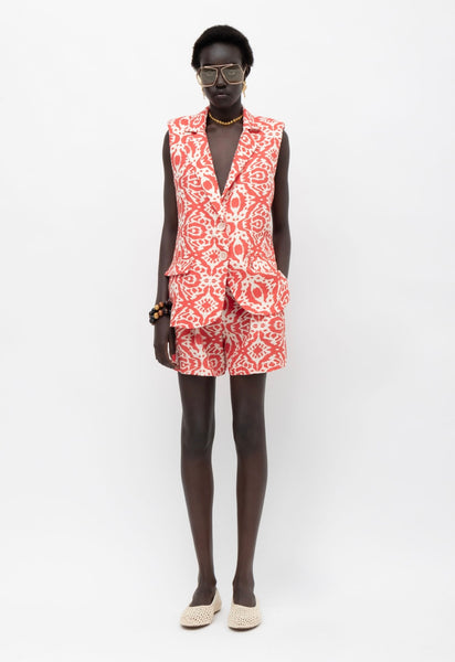 PUBA ABSTRACT RED PRINT VEST