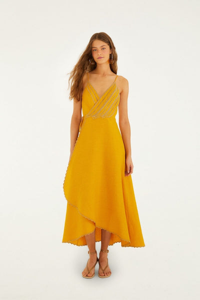 Yellow Bananas Premium Linen Maxi Wrap Dress