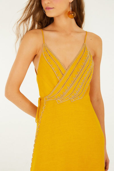 Yellow Bananas Premium Linen Maxi Wrap Dress