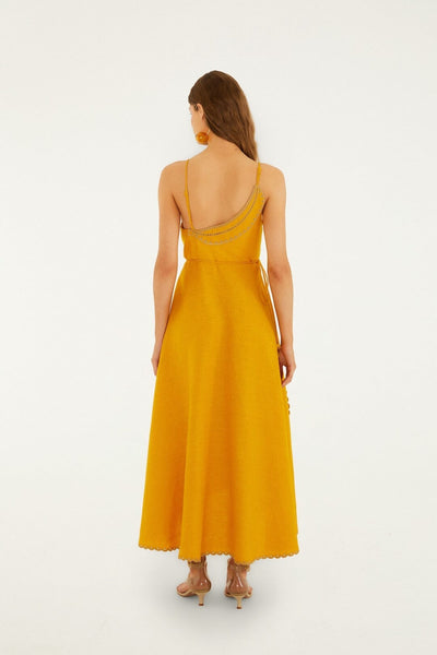 Yellow Bananas Premium Linen Maxi Wrap Dress