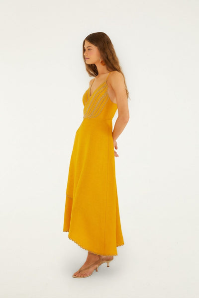 Yellow Bananas Premium Linen Maxi Wrap Dress