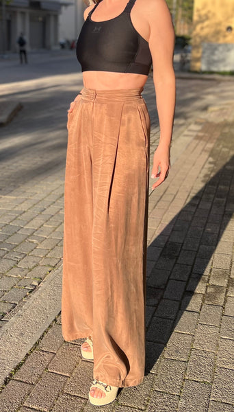 ERIKA WIDE LEG PANTS - CHOCOLATE