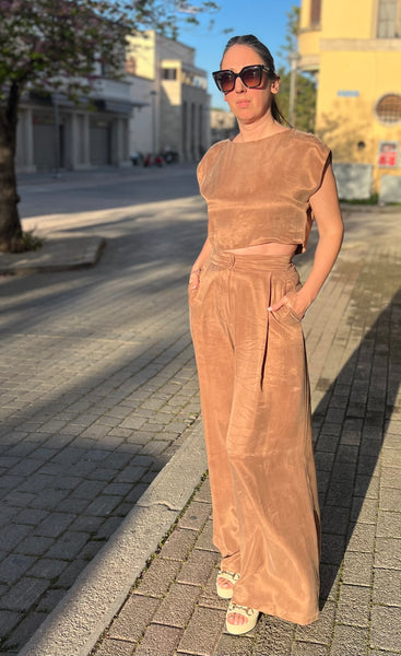 ERIKA WIDE LEG PANTS - CHOCOLATE