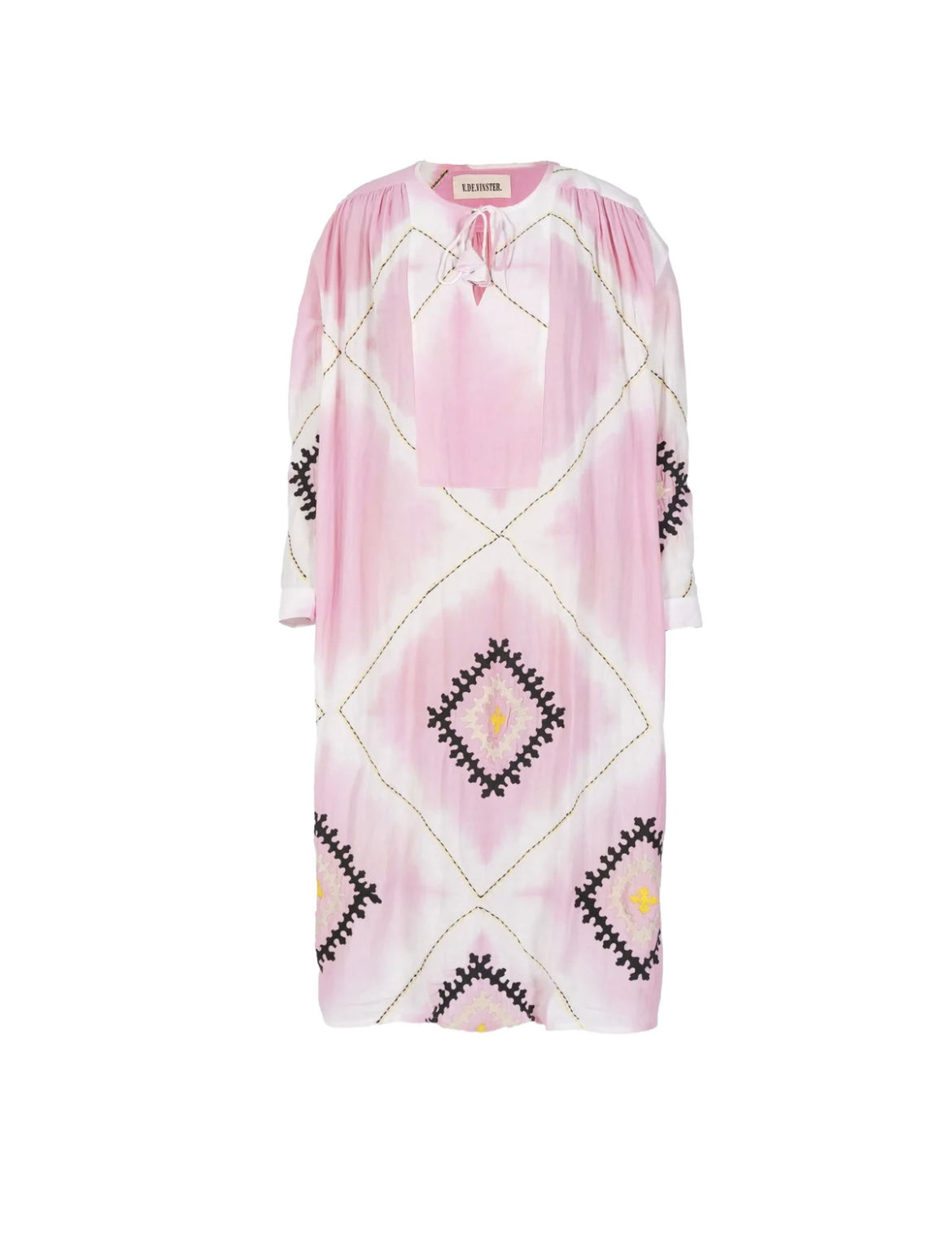 KRISHNA PINK EMBROIDERED TIE-DYE DRESS