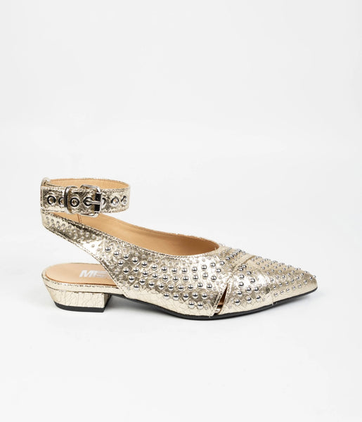 “MARGARET” CRACK LEATHER SANDALS - GOLD