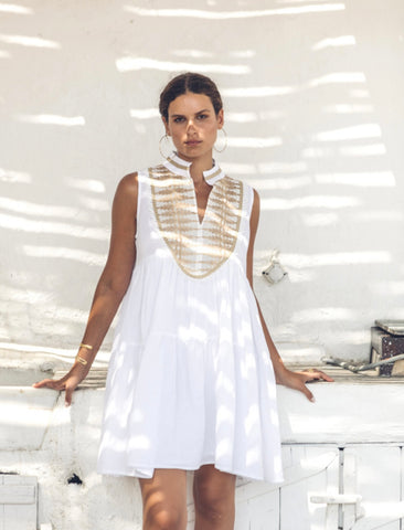 Dafne Sleeveless Short Dress - White