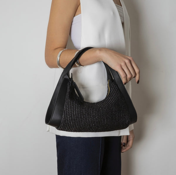 Juliana Raffia Bag - Black