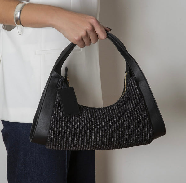 Juliana Raffia Bag - Black