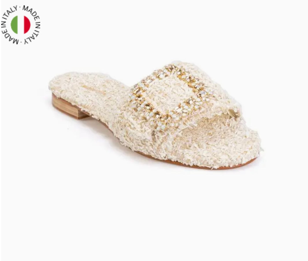 Cream raffia slippers nissa