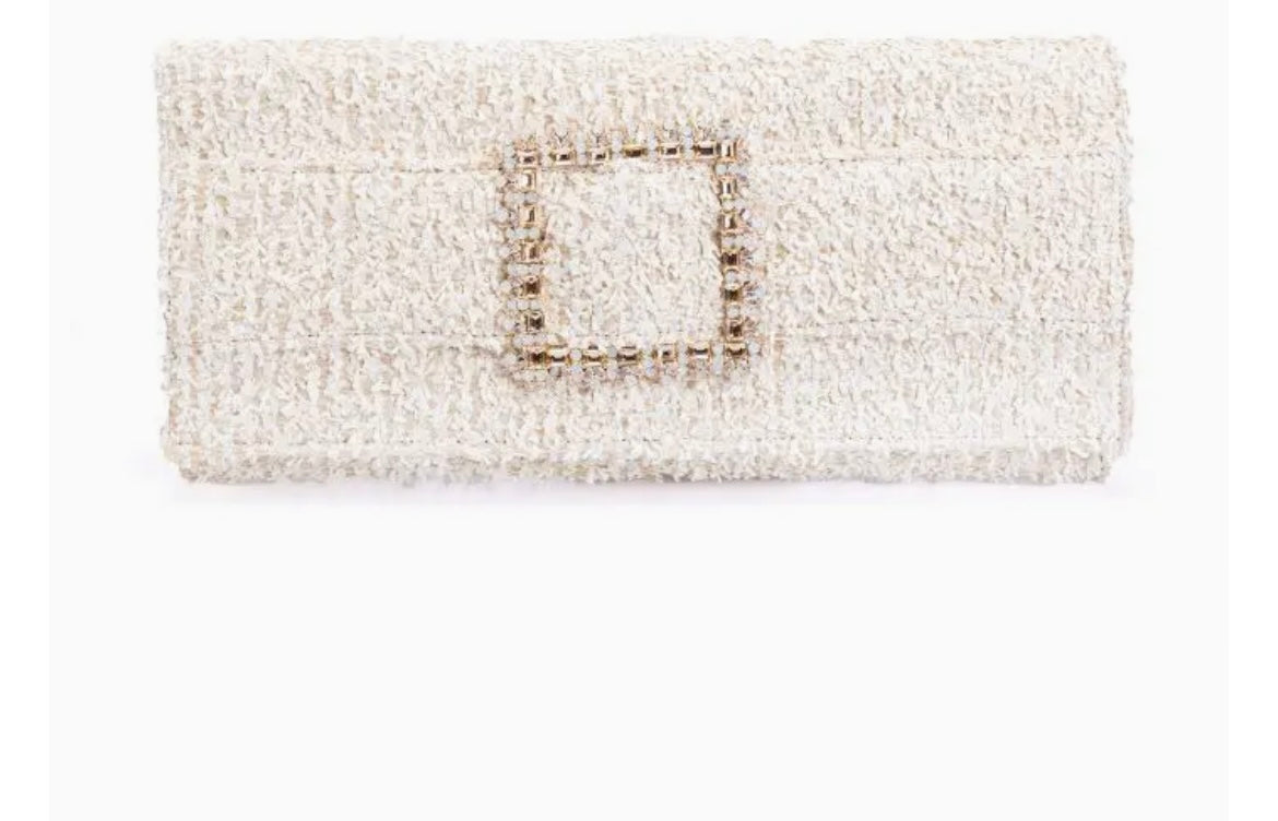 Cream Amalfi raffia nissa model clutch