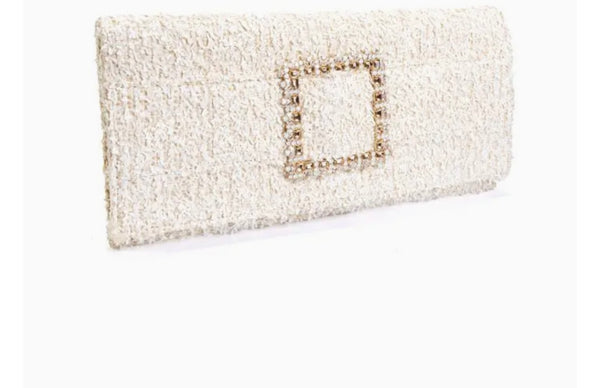 Cream Amalfi raffia nissa model clutch