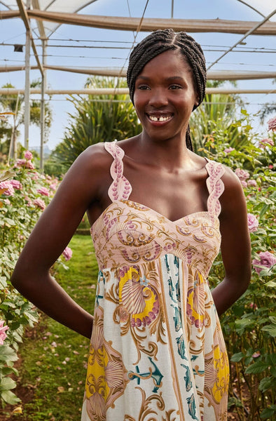 Off-White Maritime Magic Lenzing™ Ecovero™ Euroflax™ Maxi Dress