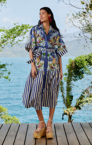 Blue Fresh Table Scarf Organic Cotton Midi Dress