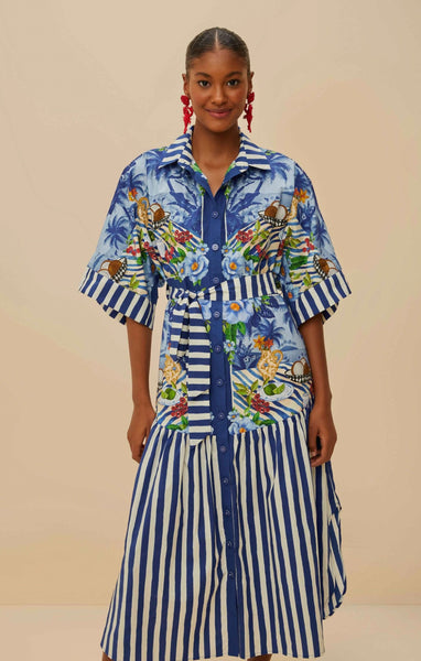 Blue Fresh Table Scarf Organic Cotton Midi Dress