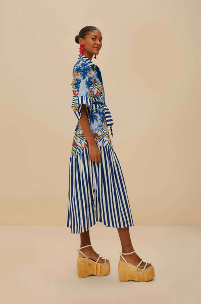 Blue Fresh Table Scarf Organic Cotton Midi Dress