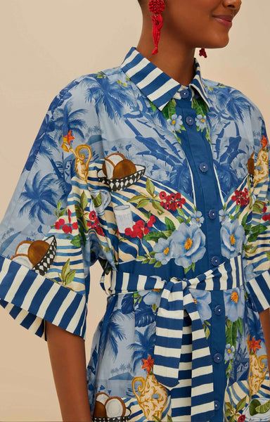 Blue Fresh Table Scarf Organic Cotton Midi Dress