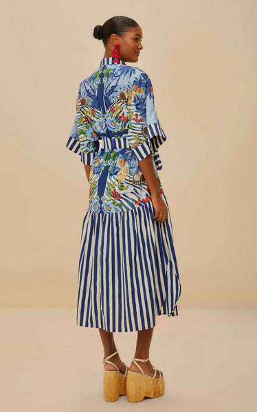 Blue Fresh Table Scarf Organic Cotton Midi Dress