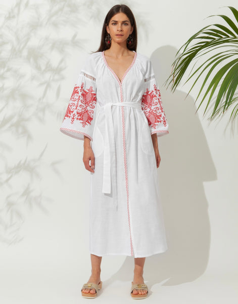 PENELOPE EMBROIDERED LONG KAFTAN