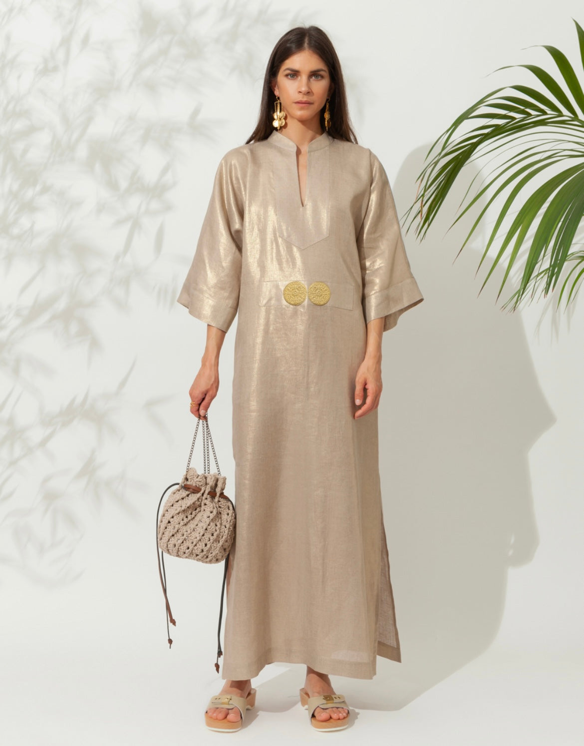 HELIOS LONG KAFTAN WITH GOLDEN BUCKLES