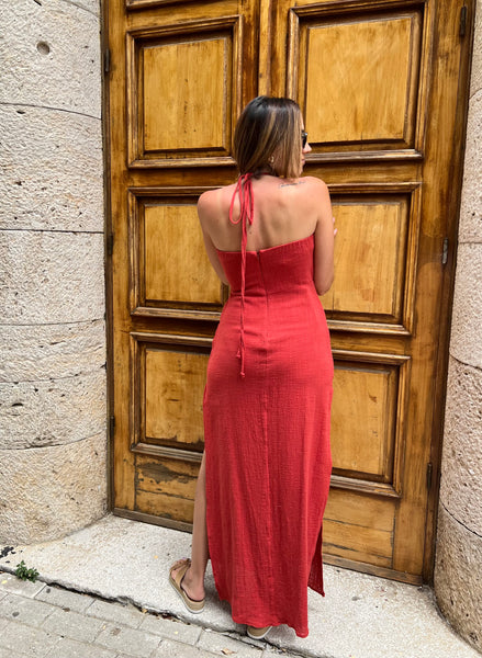 MAXI DRESS IN CORAL