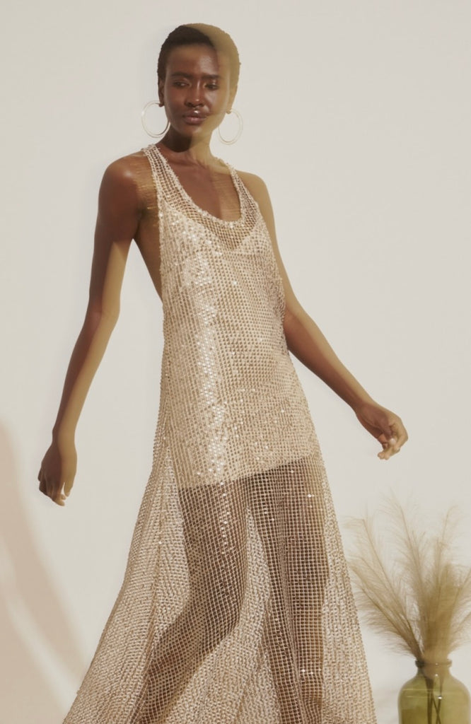 gold net dress Make It Known Net Dress in Gold Metallic