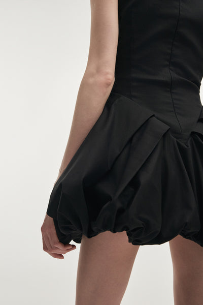 HIBISCUS BUBBLE MINI DRESS BLACK