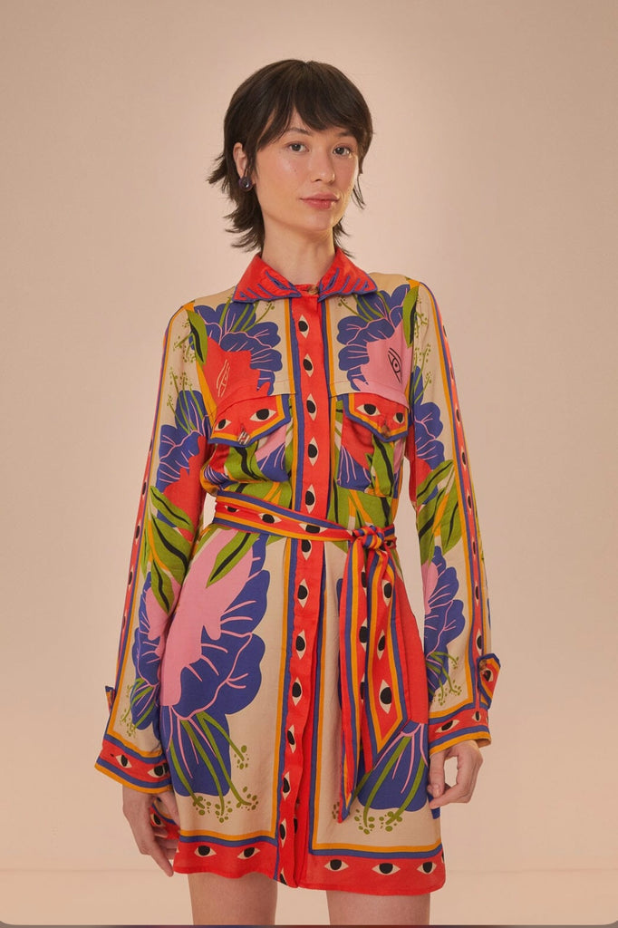sand palm scarf mini dress The living' easy @paceswest in the Gloss Scarf mini dress