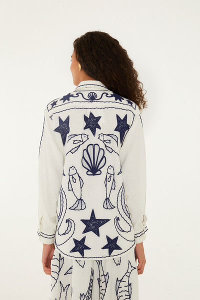 Fresh Fish Embroidered Puff Sleeve Shirt
