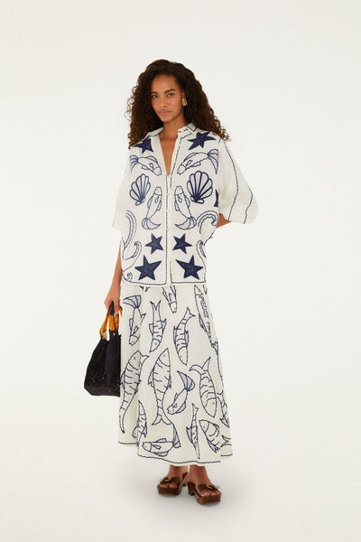 Fresh Fish Embroidered Puff Sleeve Shirt