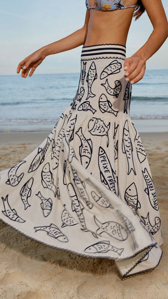 Fresh Fish Embroidered Skirt