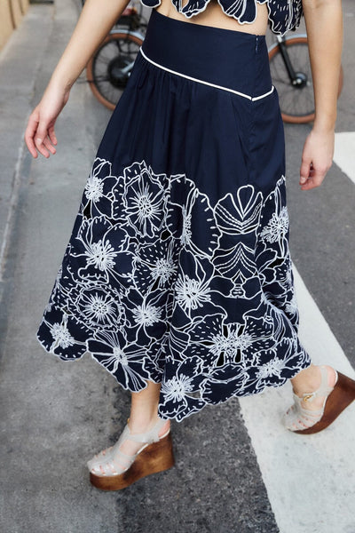 Blue Flowers Richelieu Skirt