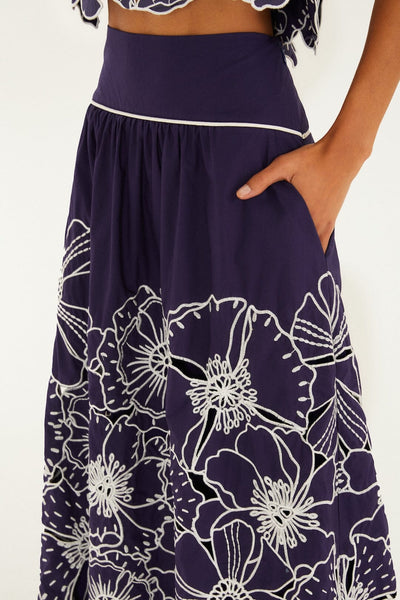Blue Flowers Richelieu Skirt