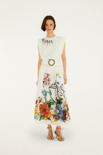 Tropi Embroidered Maxi Skirt