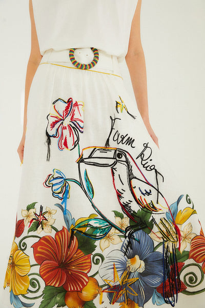 Tropi Embroidered Maxi Skirt