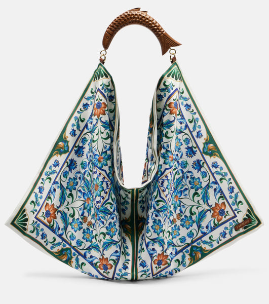 Scarf Floral Satin Tote Bag