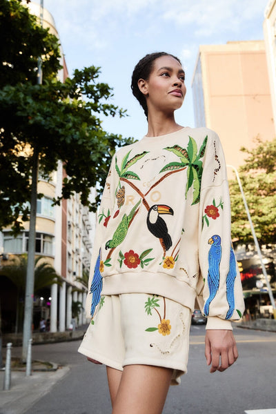 Coconut Trees Come To Rio Embroidered Shorts
