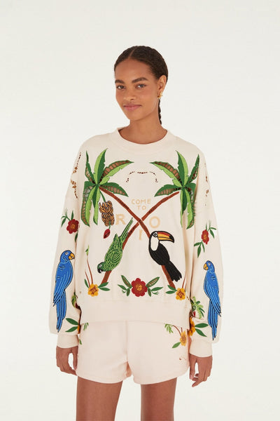 Coconut Trees Come To Rio Embroidered Shorts