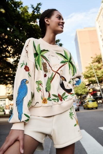 Coconut Trees Come To Rio Embroidered Sweatshirt