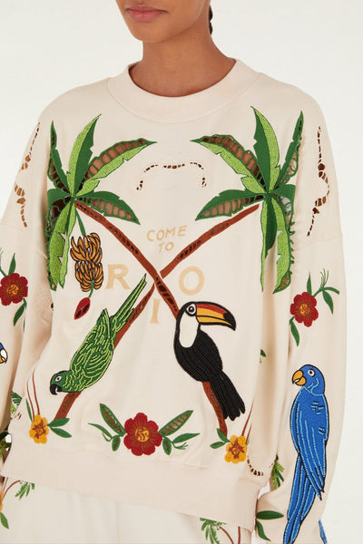 Coconut Trees Come To Rio Embroidered Sweatshirt