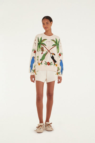 Coconut Trees Come To Rio Embroidered Sweatshirt
