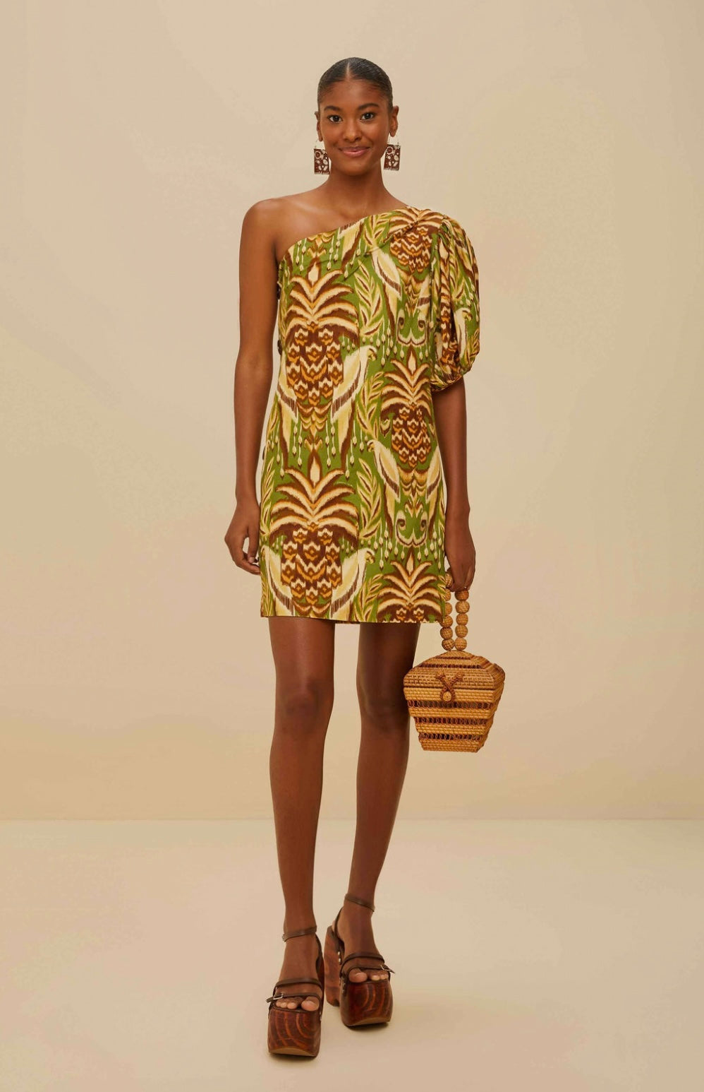 Green Pineapple Tapestry Lenzing™ Ecovero™ Euroflax™ Mini Dress