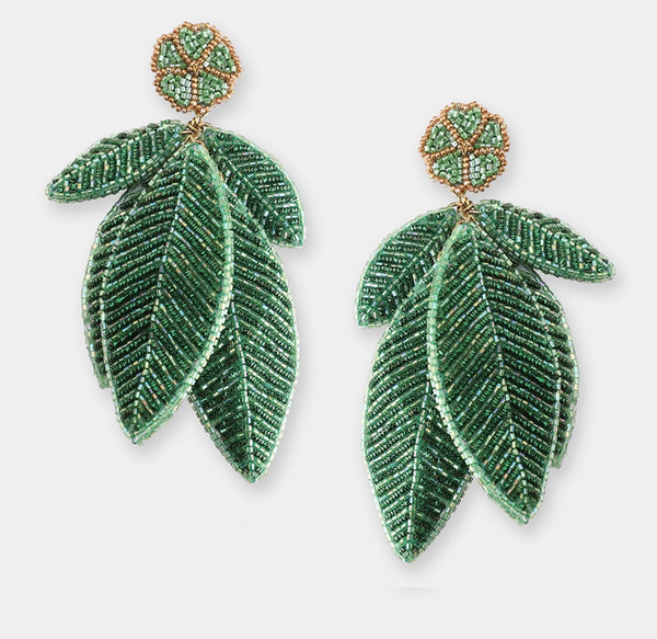 Leaf Earrings - Green